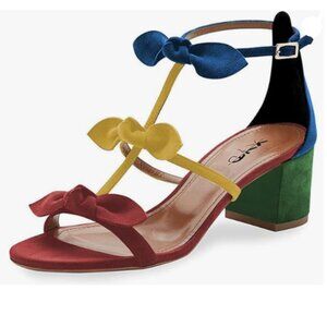 XYD  Multicolor Chunky Heels Open Toe Sandals BowKnots Gladiator Strappy Shoes